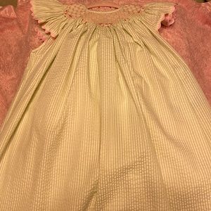 Remember Nguyen Smocked Green White and pink long dress
